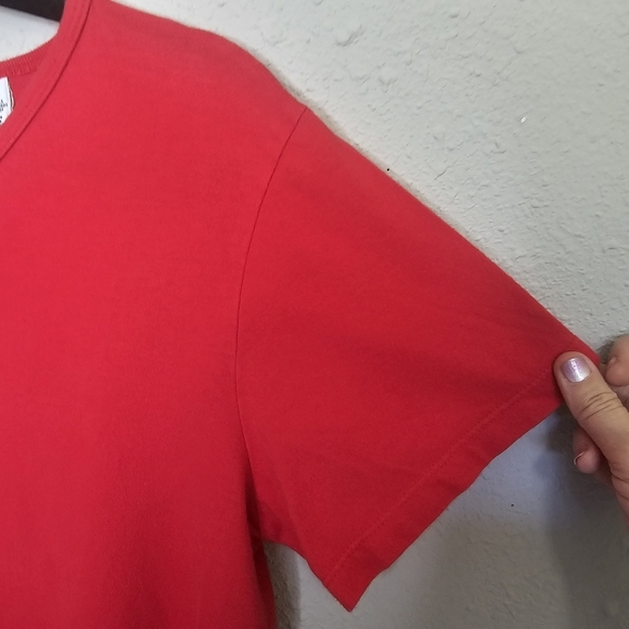 Tommy Hilfiger Womens L Large Red Tee Shirt Short Sleeve Logo Graphic Spellout - Picture 3 of 8